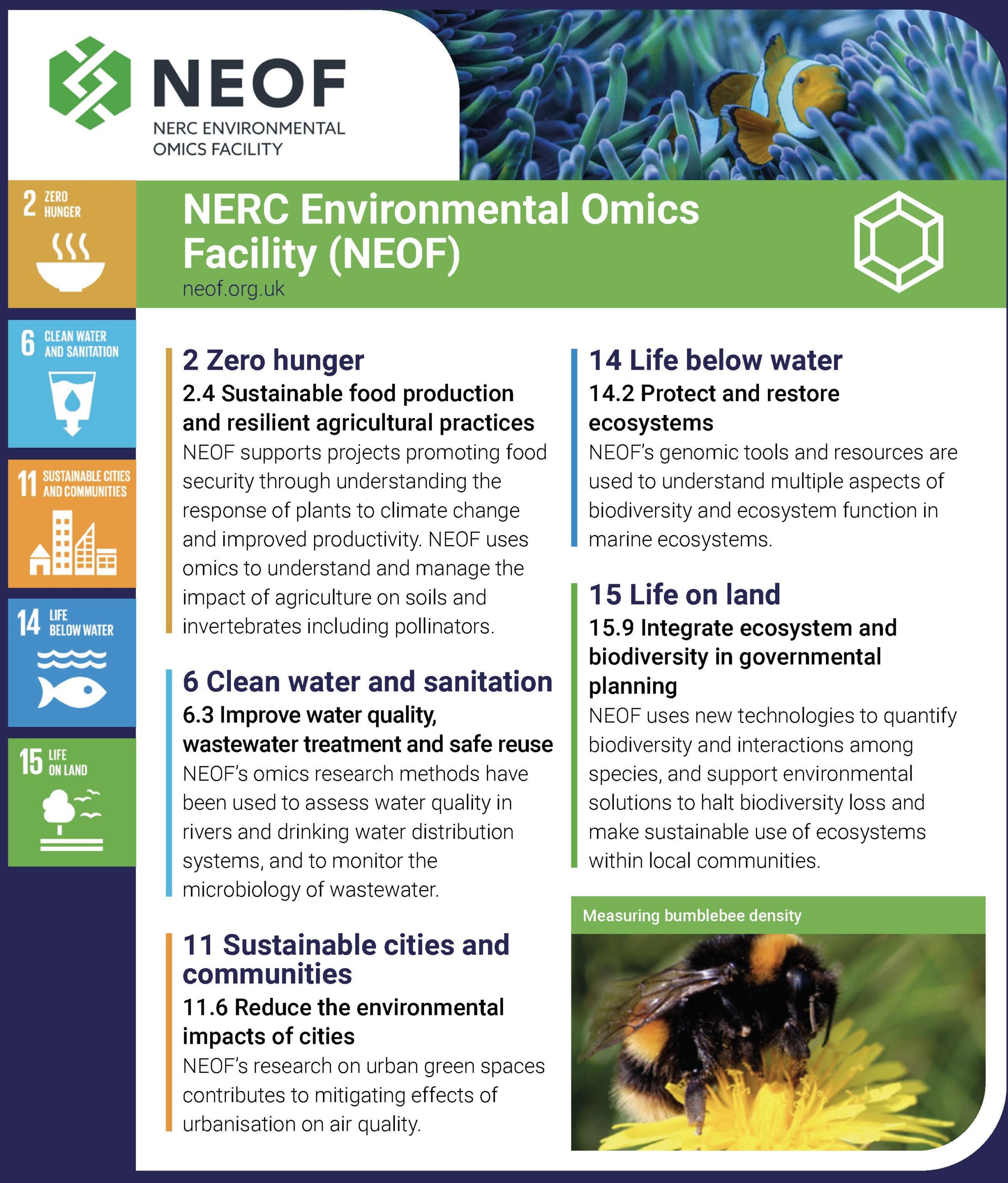 NEOF contribution towards the United Nations' Global Goals for Sustainable Development
